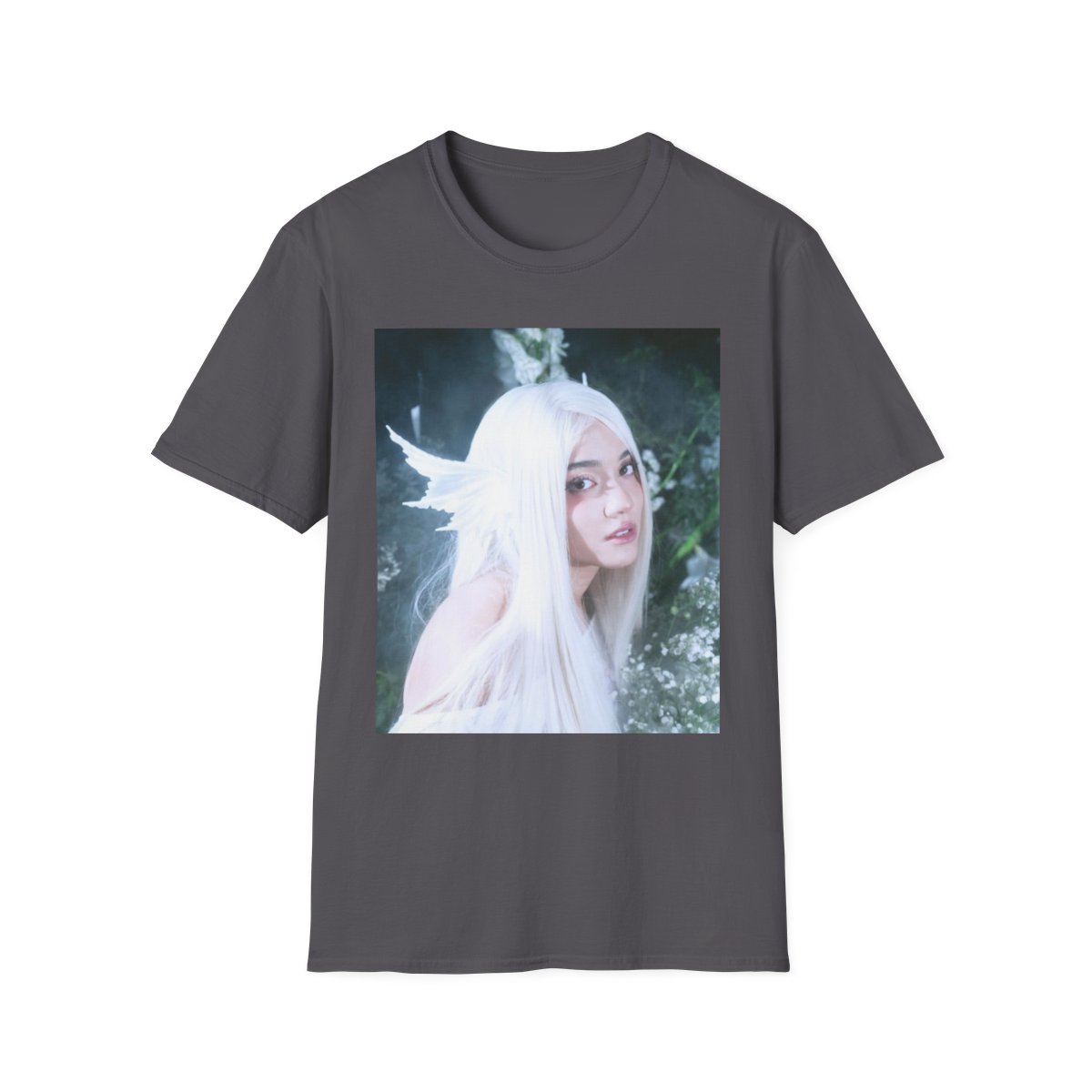 White-haired Anime Fairy T-Shirt | Ethereal Portrait Tee | Cinna - alternate angle 5, merchandise