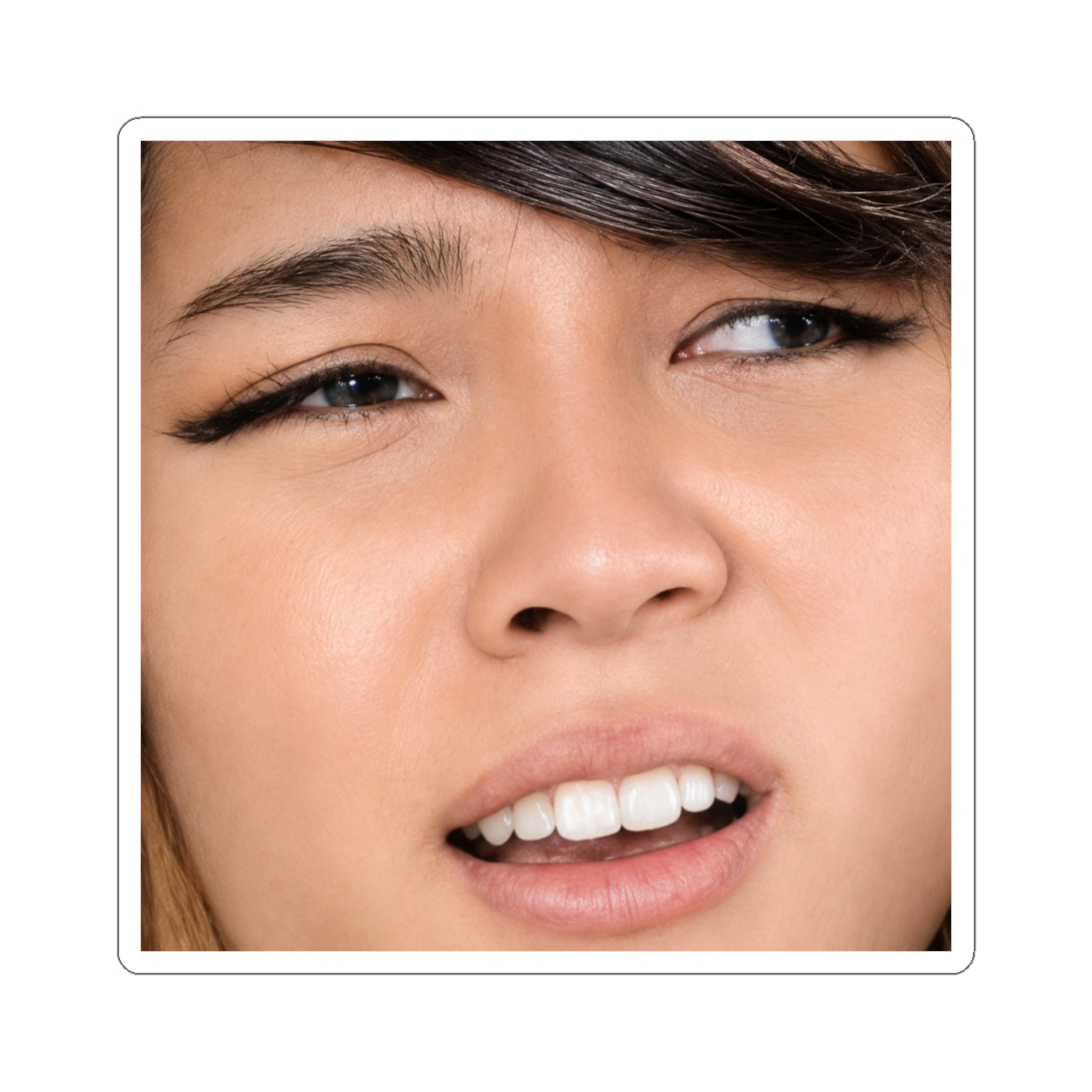 Confused Face Photo Sticker | Kiss-Cut Stickers, Square Face Decal | Cinna - alternate angle 1, merchandise