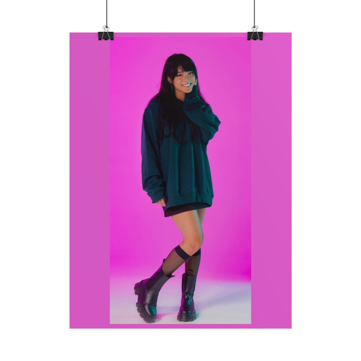 Neon Pink Portrait Rolled Poster | Studio Photo Fashion Print | Cinna