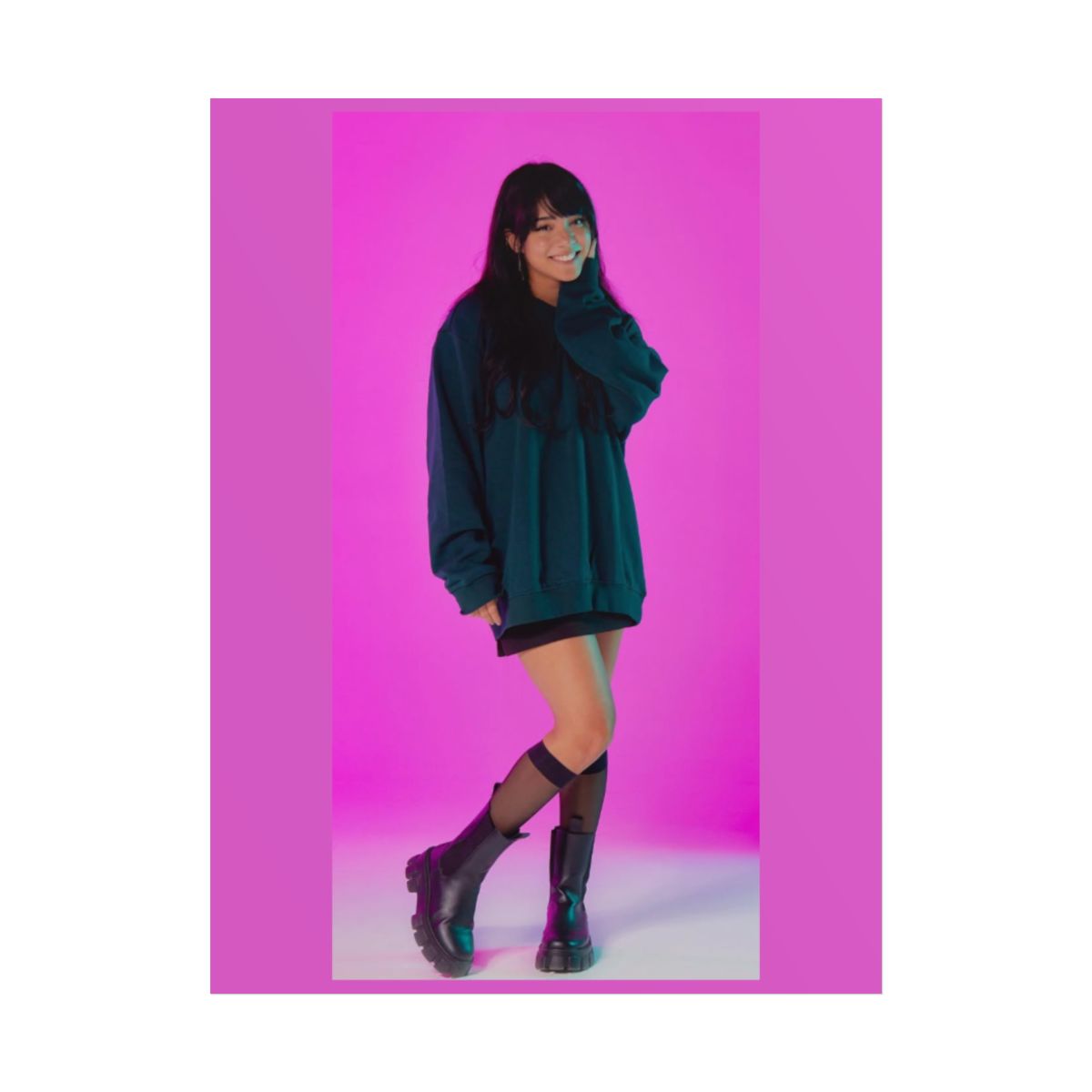 Neon Pink Portrait Rolled Poster | Studio Photo Fashion Print | Cinna - alternate angle 1, merchandise