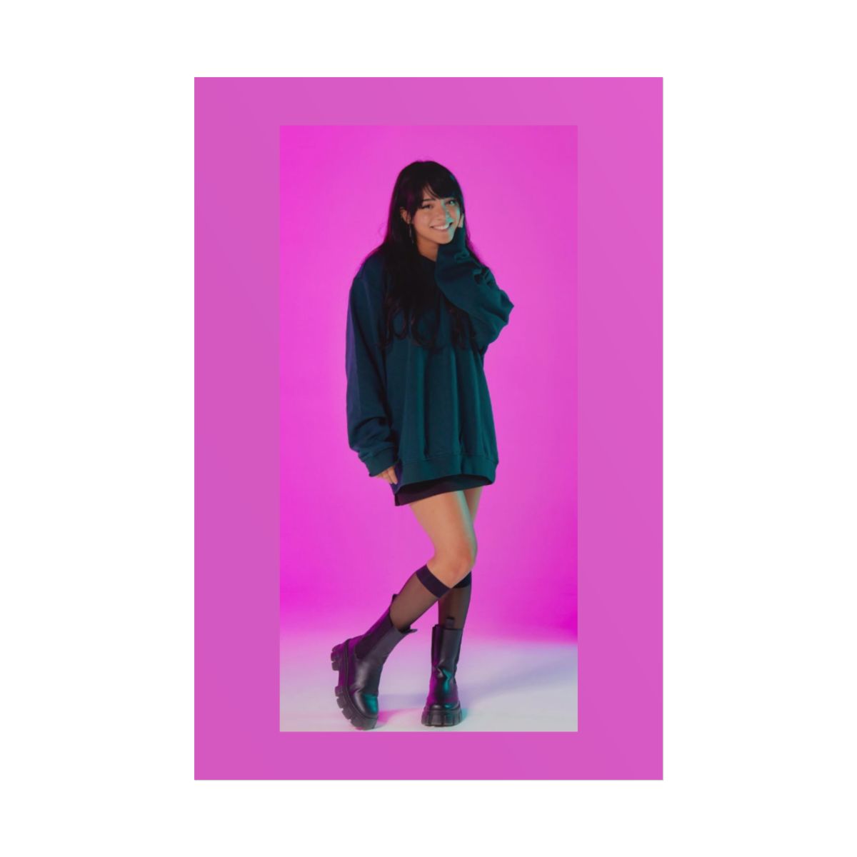 Neon Pink Portrait Rolled Poster | Studio Photo Fashion Print | Cinna - alternate angle 3, merchandise